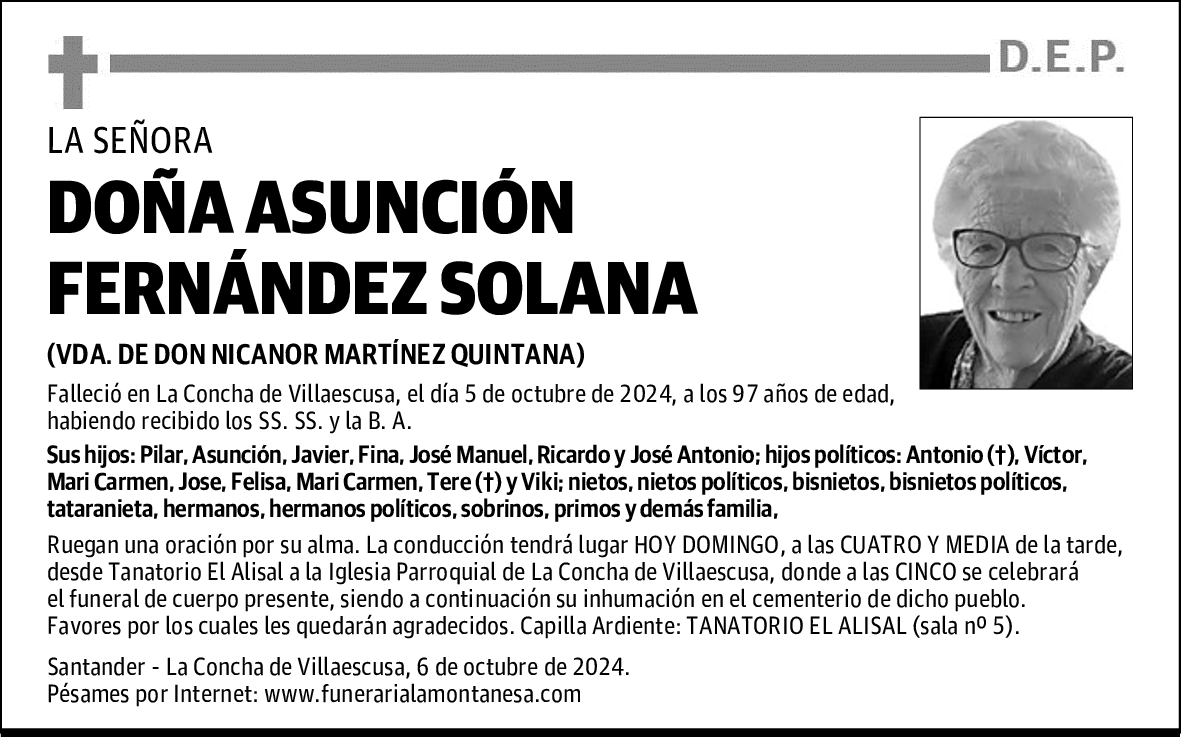 DOÑA ASUNCIÓN FERNÁNDEZ SOLANA