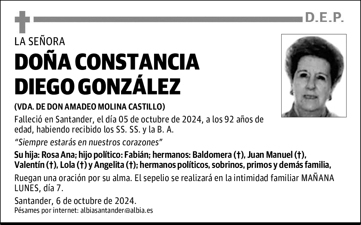 DOÑA CONSTANCIA DIEGO GONZÁLEZ