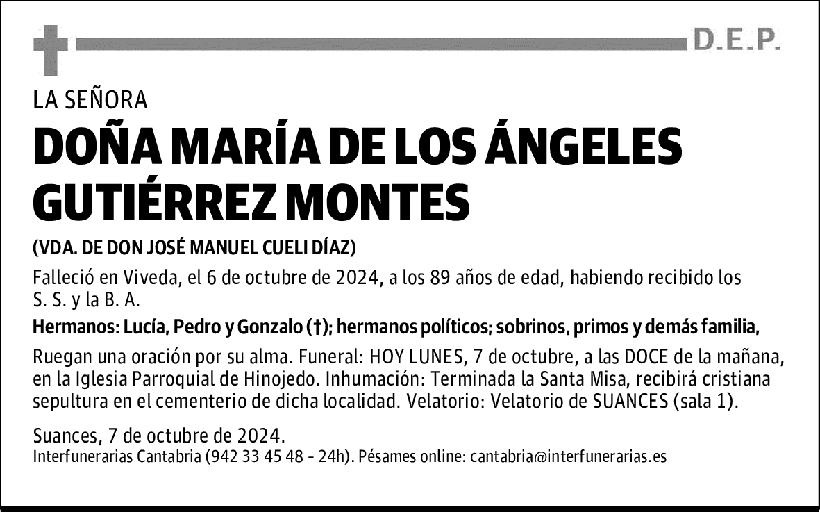 DOÑA MARÍA DE LOS ÁNGELES GUTIÉRREZ MONTES