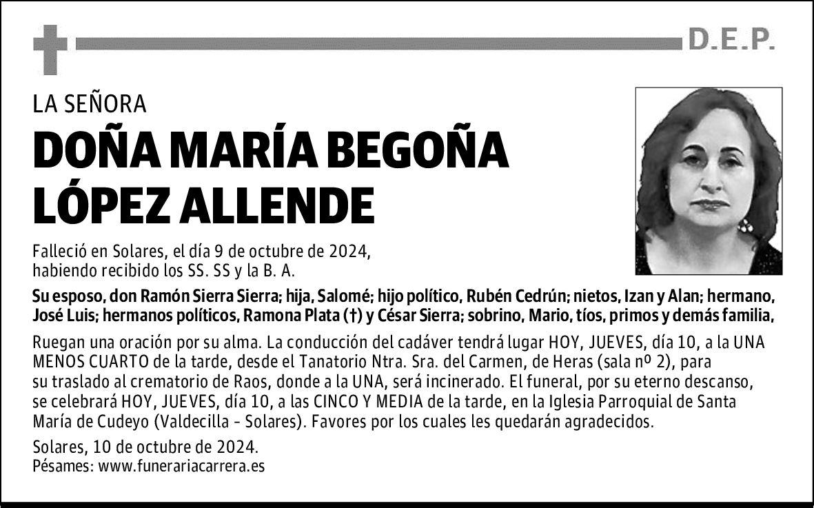 DOÑA MARÍA BEGOÑA LÓPEZ ALLENDE