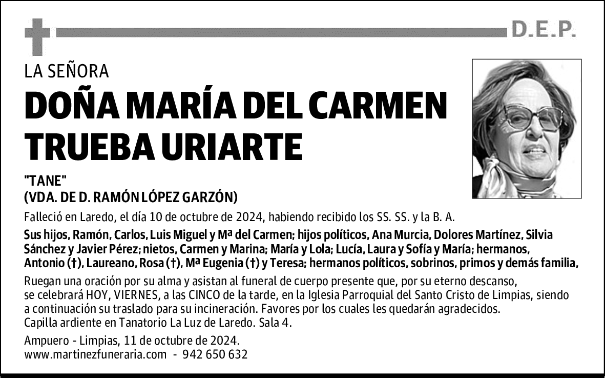 DOÑA MARÍA DEL CARMEN TRUEBA URIARTE