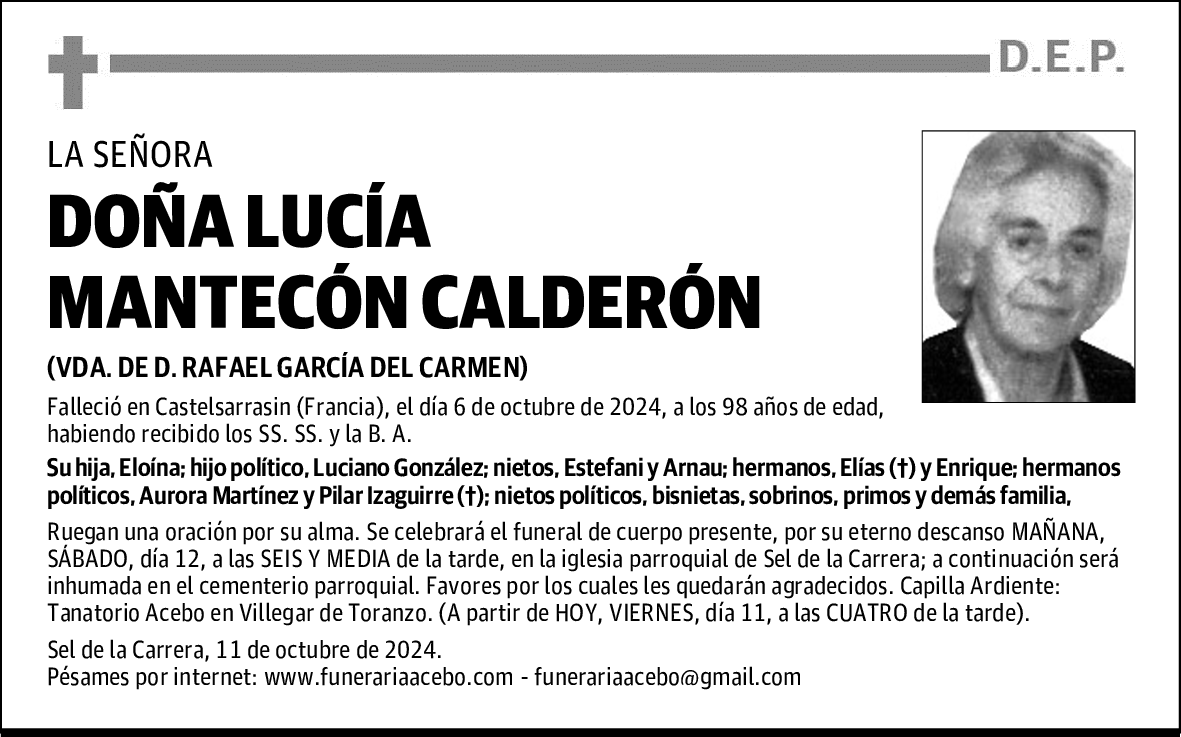 DOÑA LUCÍA MANTECÓN CALDERÓN