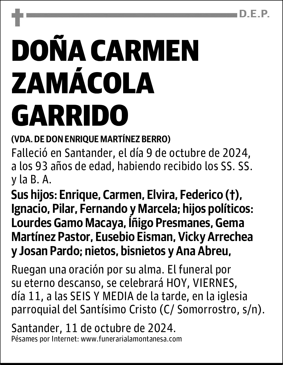 DOÑA CARMEN ZAMÁCOLA GARRIDO