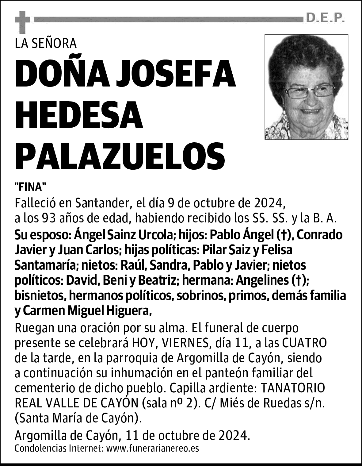 DOÑA JOSEFA HEDESA PALAZUELOS