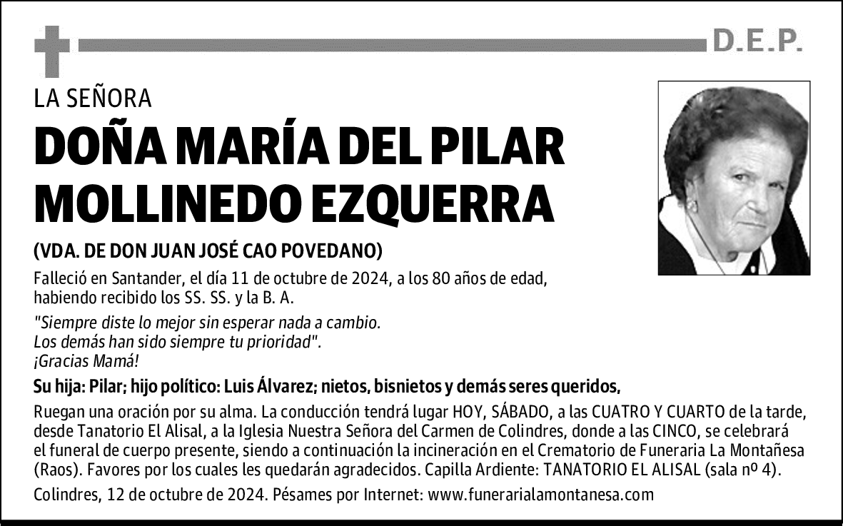 DOÑA MARÍA DEL PILAR MOLLINEDO EZQUERRA