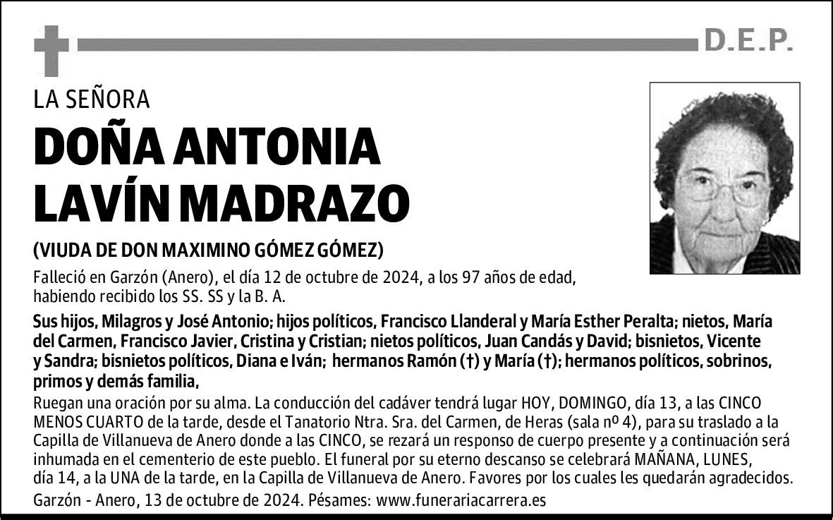 DOÑA ANTONIA LAVÍN MADRAZO