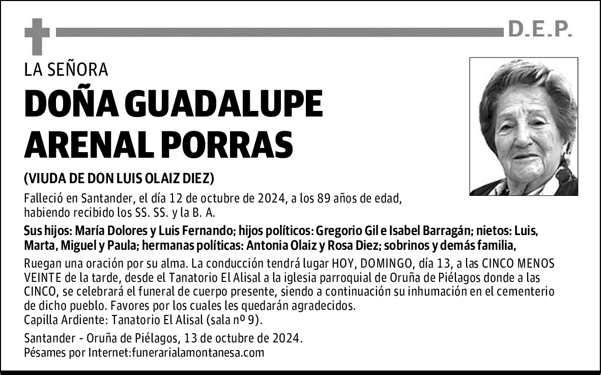 DOÑA GUADALUPE ARENAL PORRAS