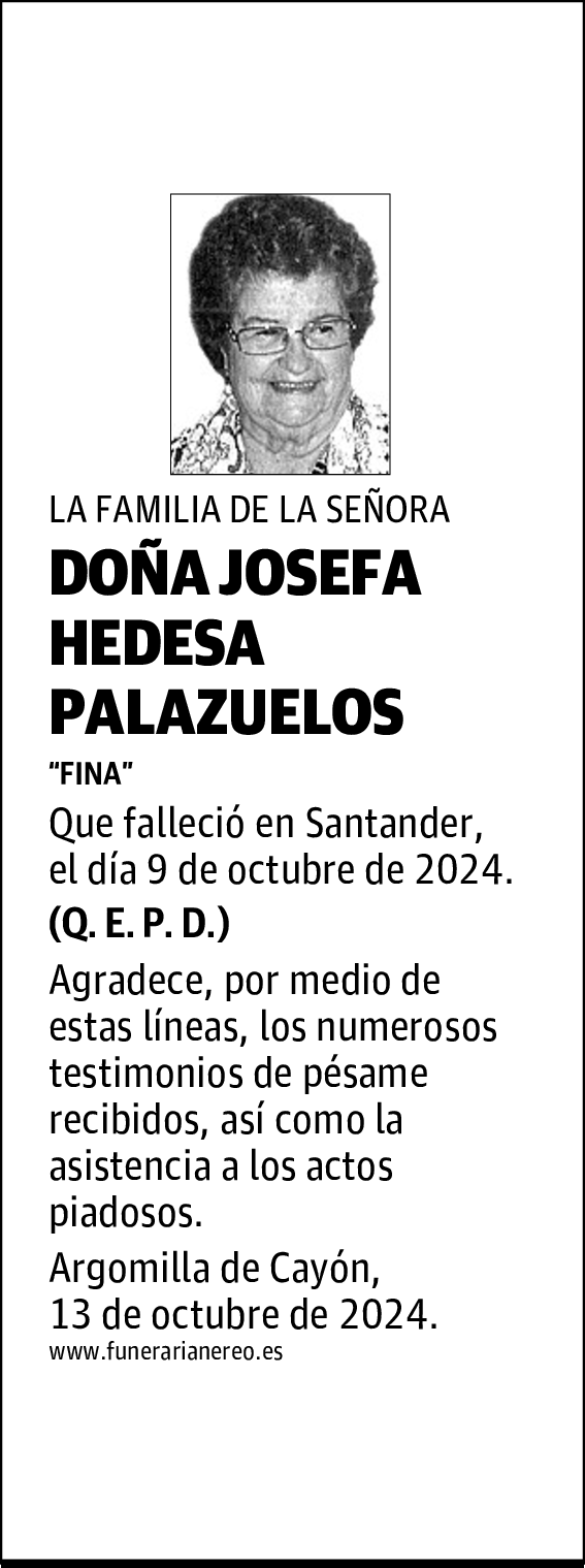 DOÑA JOSEFA HEDESA PALAZUELOS