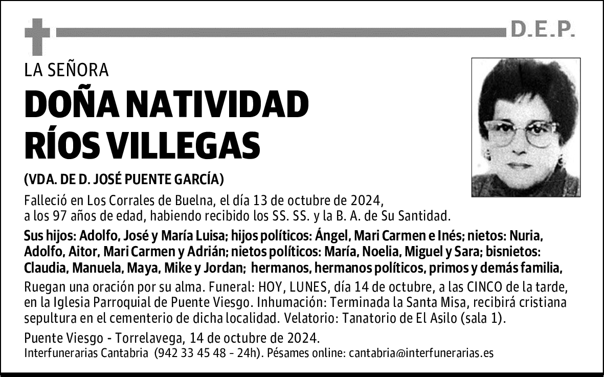 DOÑA NATIVIDAD RÍOS VILLEGAS