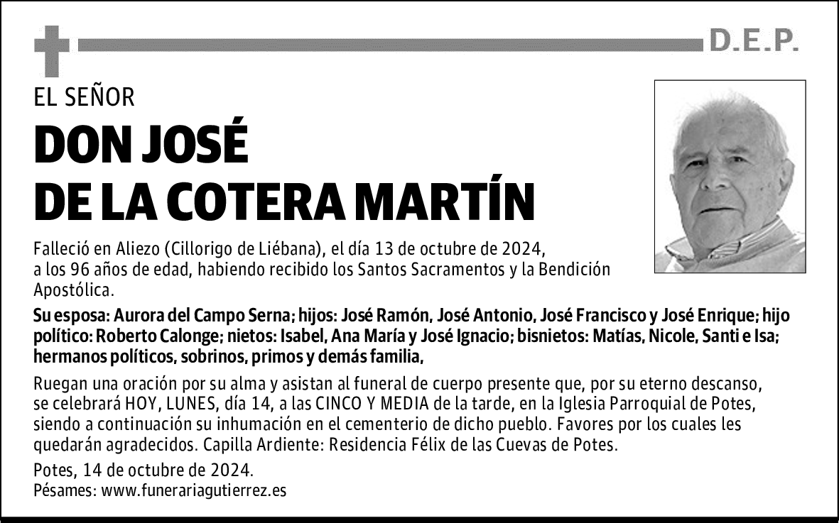 DON JOSÉ DE LA COTERA MARTÍN