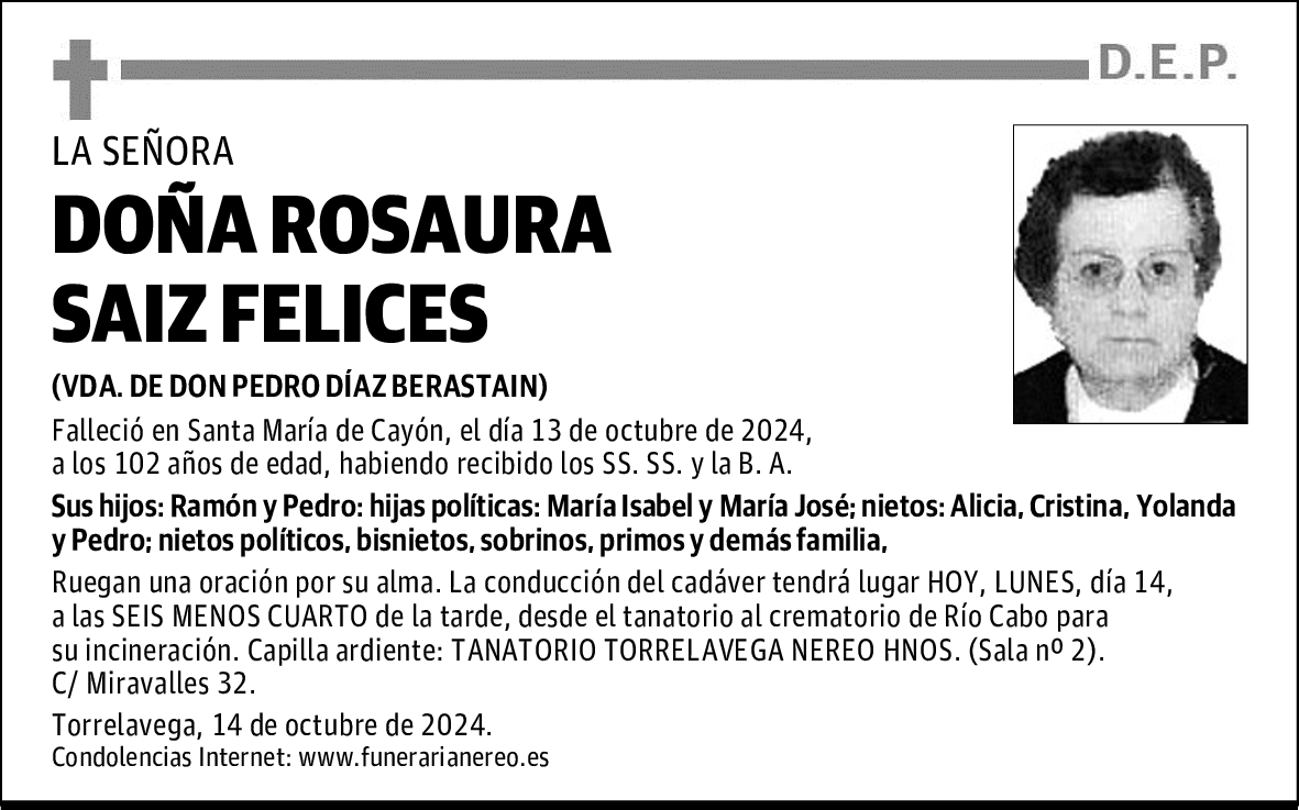 DOÑA ROSAURA SAIZ FELICES