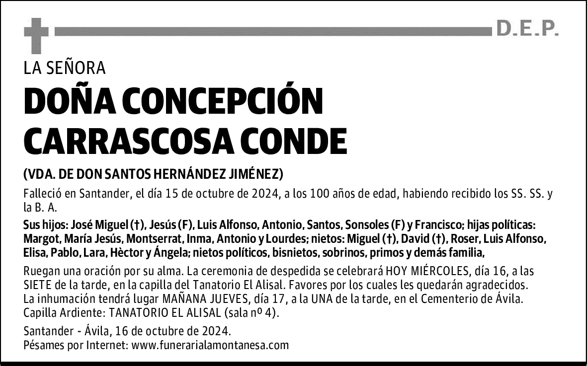DOÑA CONCEPCIÓN CARRASCOSA CONDE