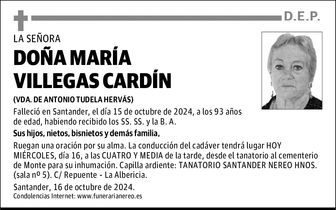DOÑA MARÍA VILLEGAS CARDÍN