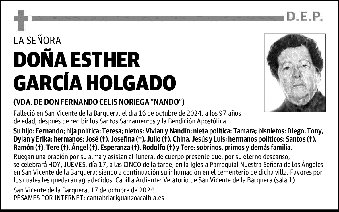 DOÑA ESTHER GARCÍA HOLGADO