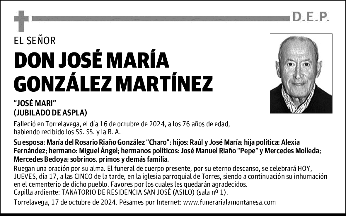 DON JOSÉ MARÍA GONZÁLEZ MARTÍNEZ