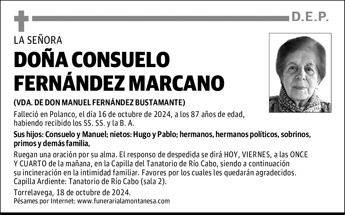 DOÑA CONSUELO FERNÁNDEZ MARCANO