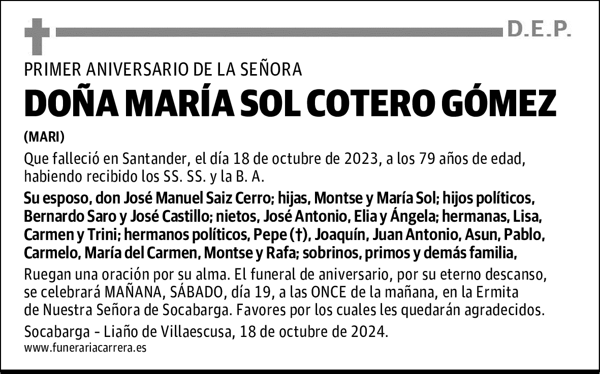 DOÑA MARÍA SOL COTERO GÓMEZ