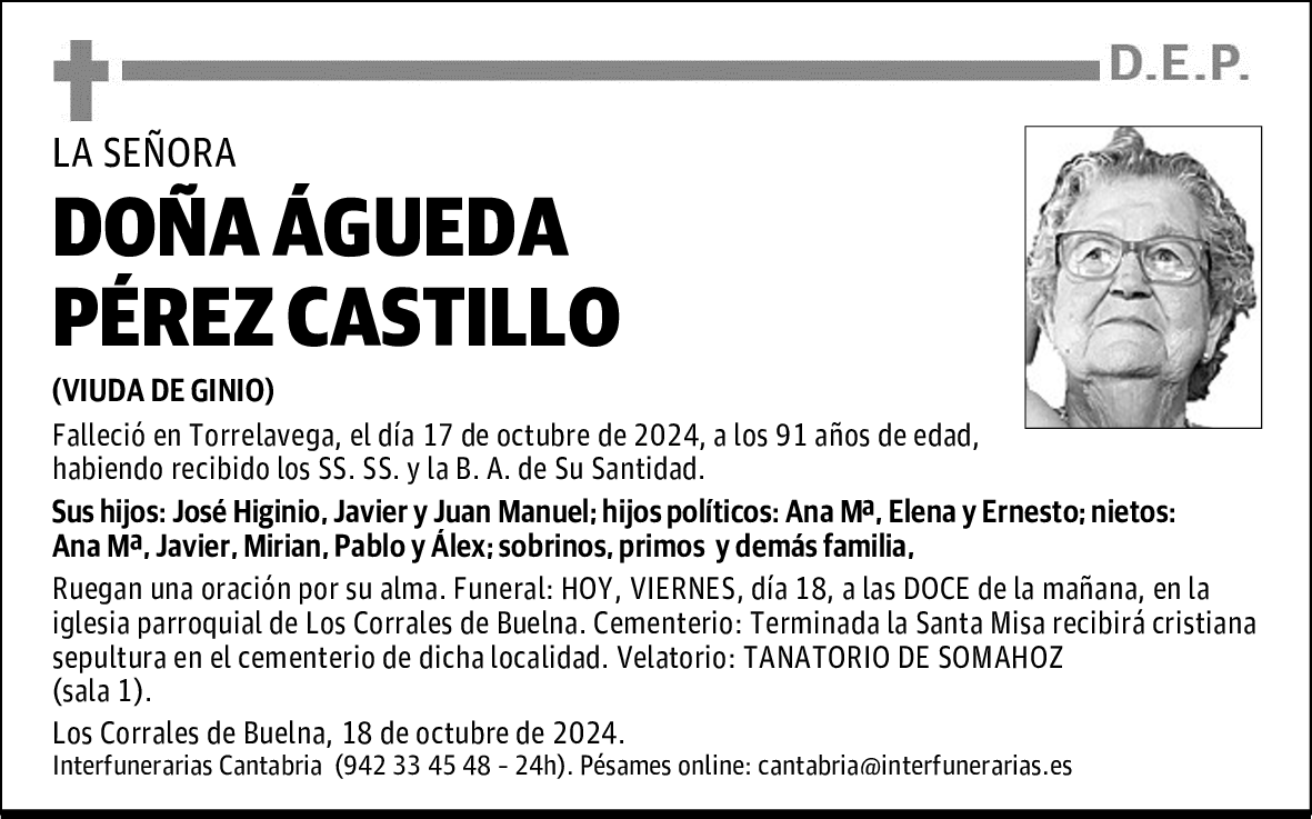 DOÑA ÁGUEDA PÉREZ CASTILLO