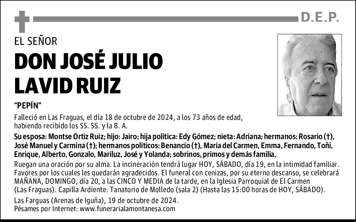 DON JOSÉ JULIO LAVID RUIZ