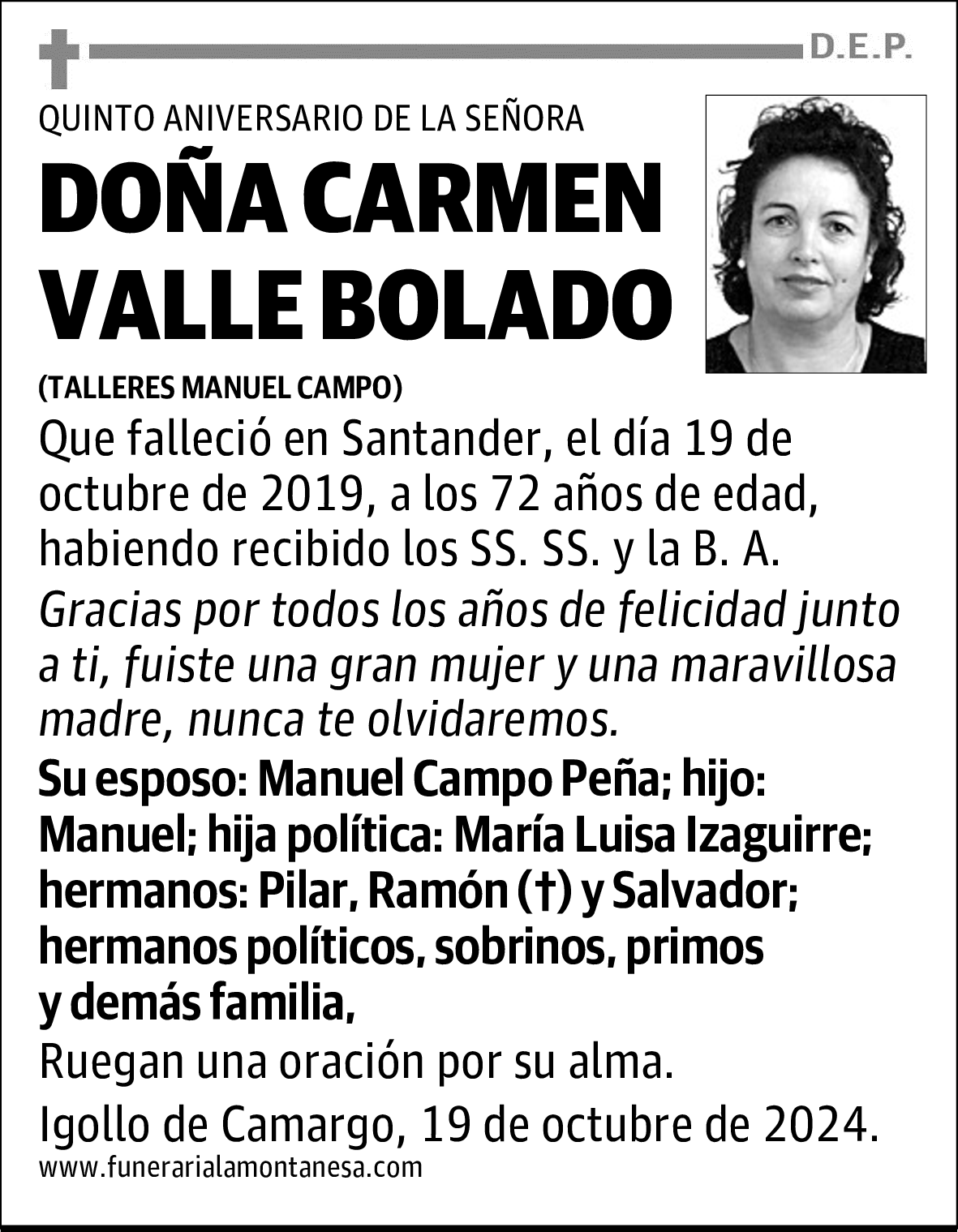 DOÑA CARMEN VALLE BOLADO