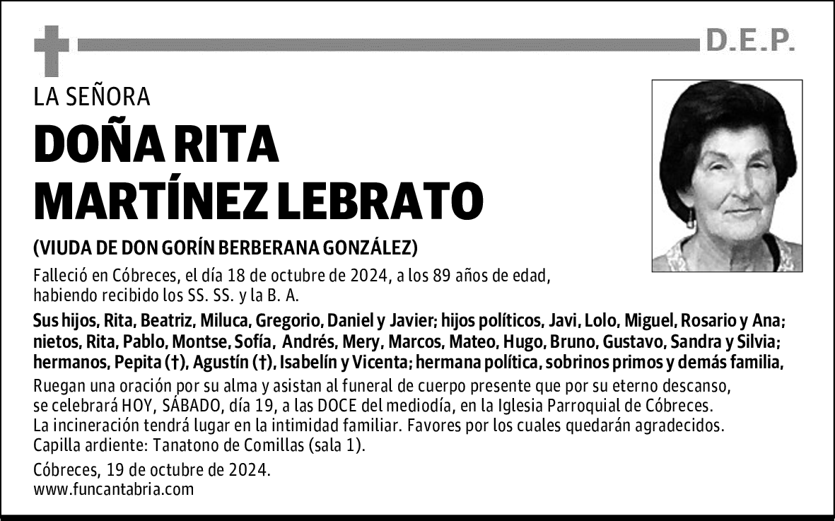 DOÑA RITA MARTÍNEZ LEBRATO