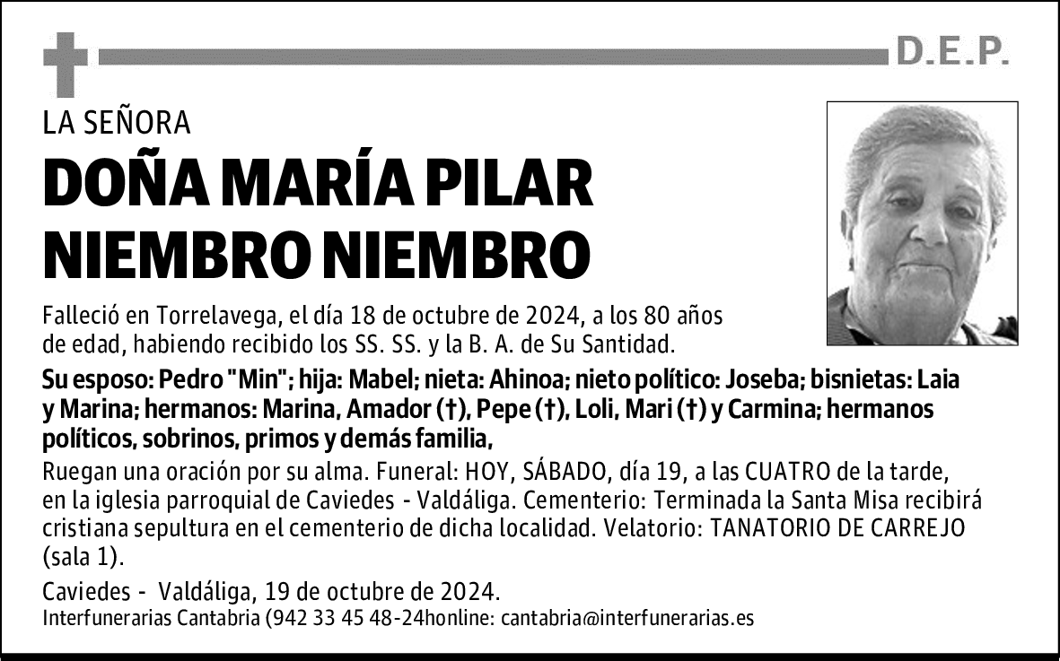 DOÑA MARÍA PILAR NIEMBRO NIEMBRO