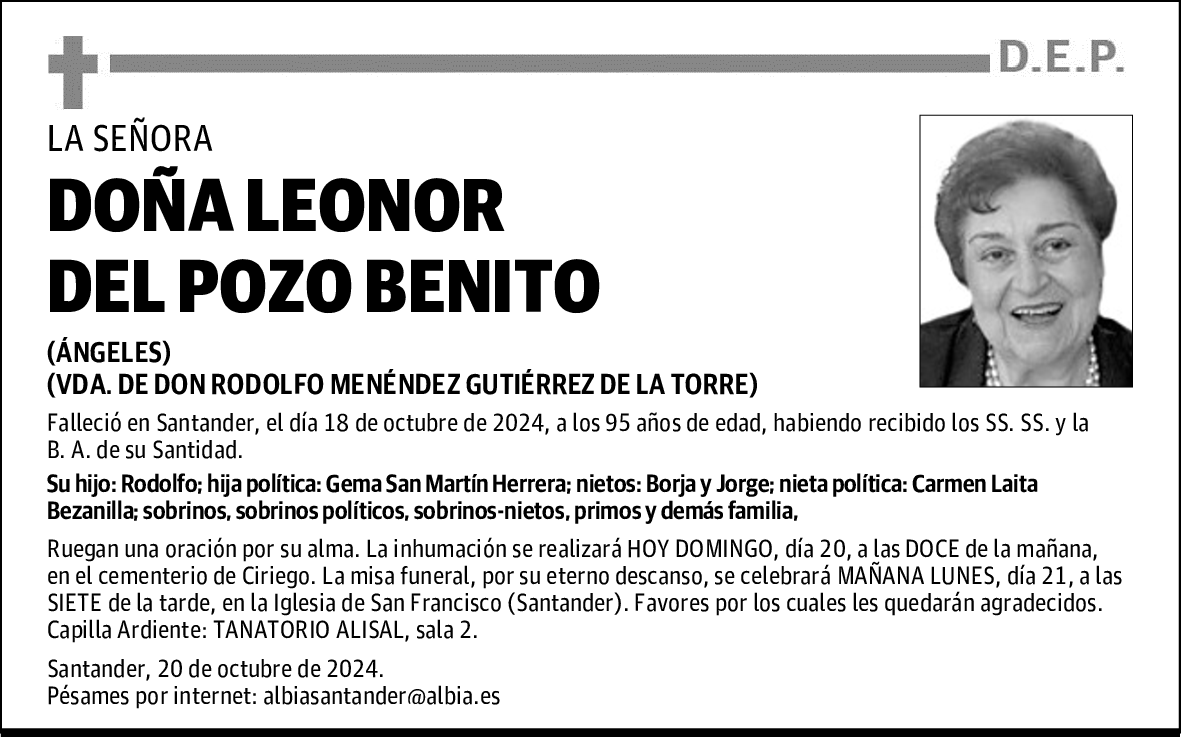 DOÑA LEONOR DEL POZO BENITO