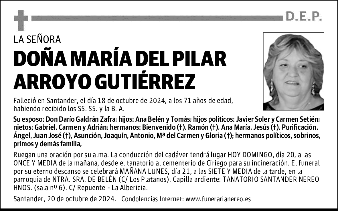 DOÑA MARÍA DEL PILAR ARROYO GUTIÉRREZ