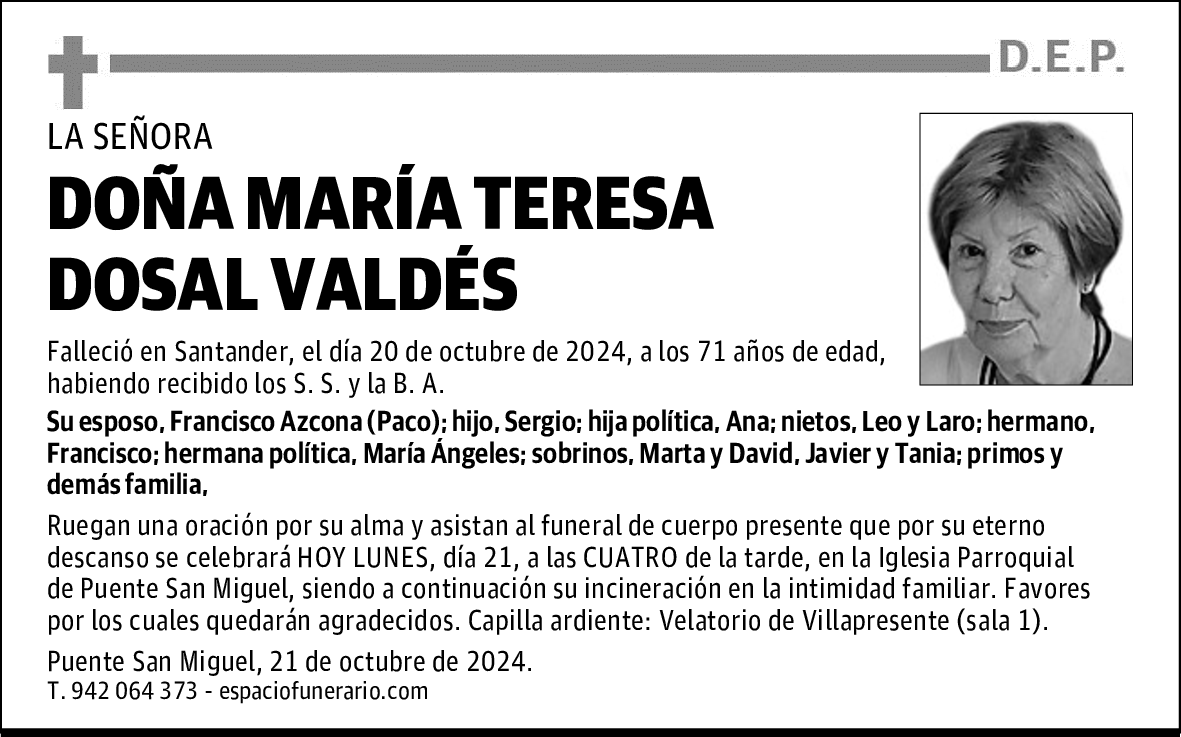 DOÑA MARÍA TERESA DOSAL VALDÉS