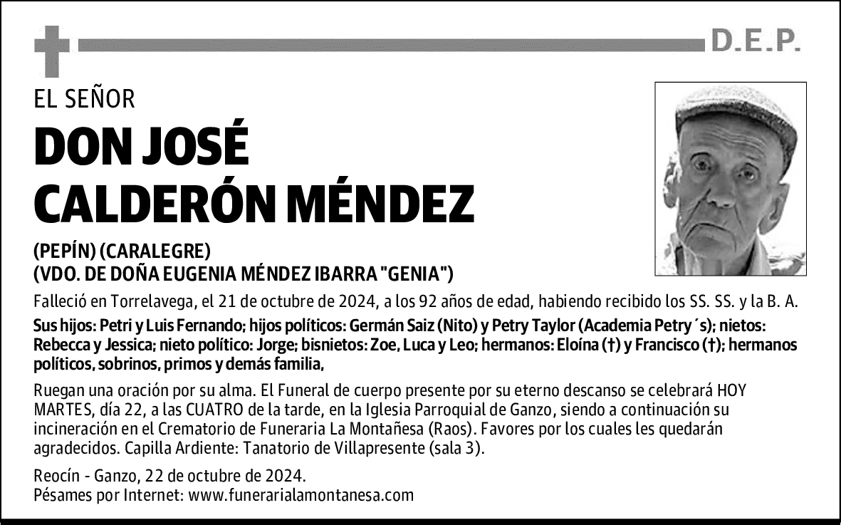 DON JOSÉ CALDERÓN MÉNDEZ