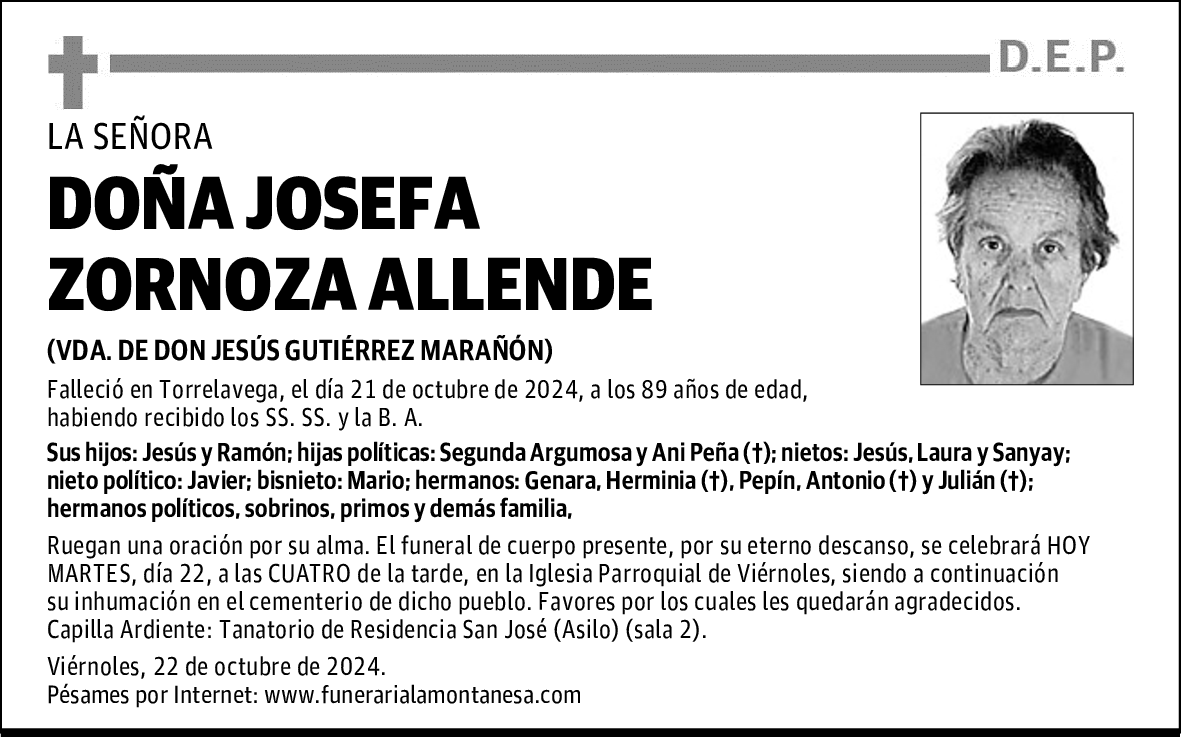 DOÑA JOSEFA ZORNOZA ALLENDE