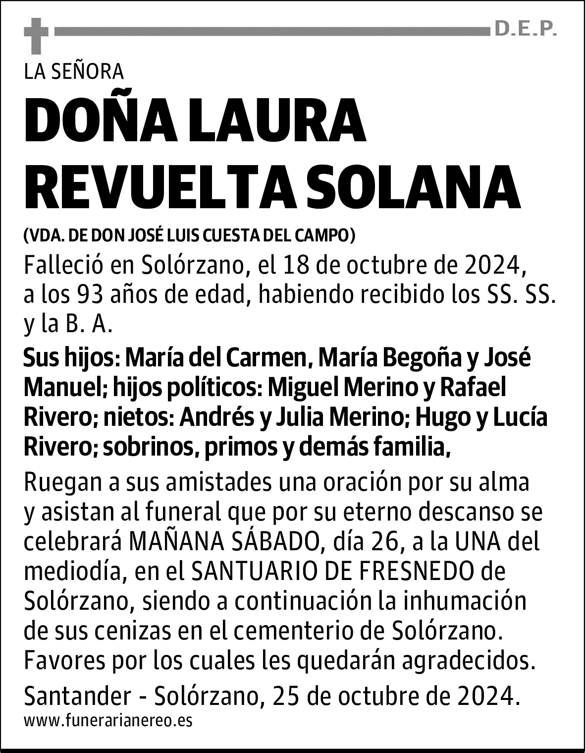 DOÑA LAURA REVUELTA SOLANA