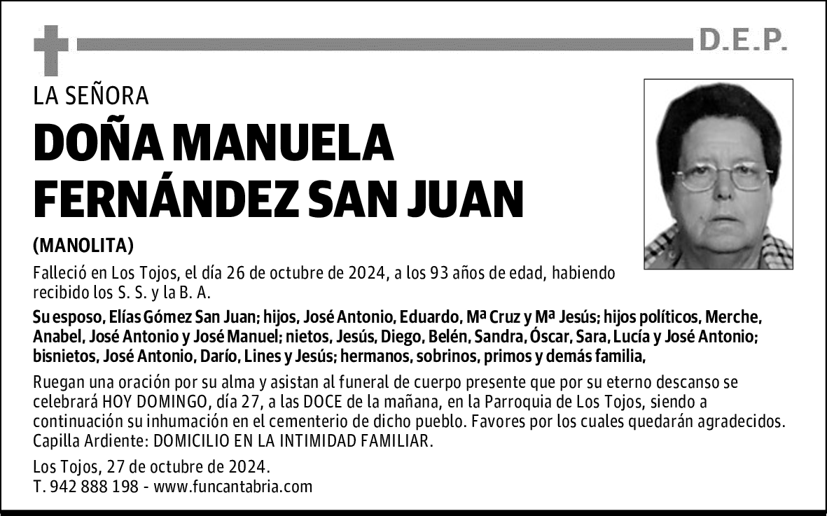 DOÑA MANUELA FERNÁNDEZ SAN JUAN