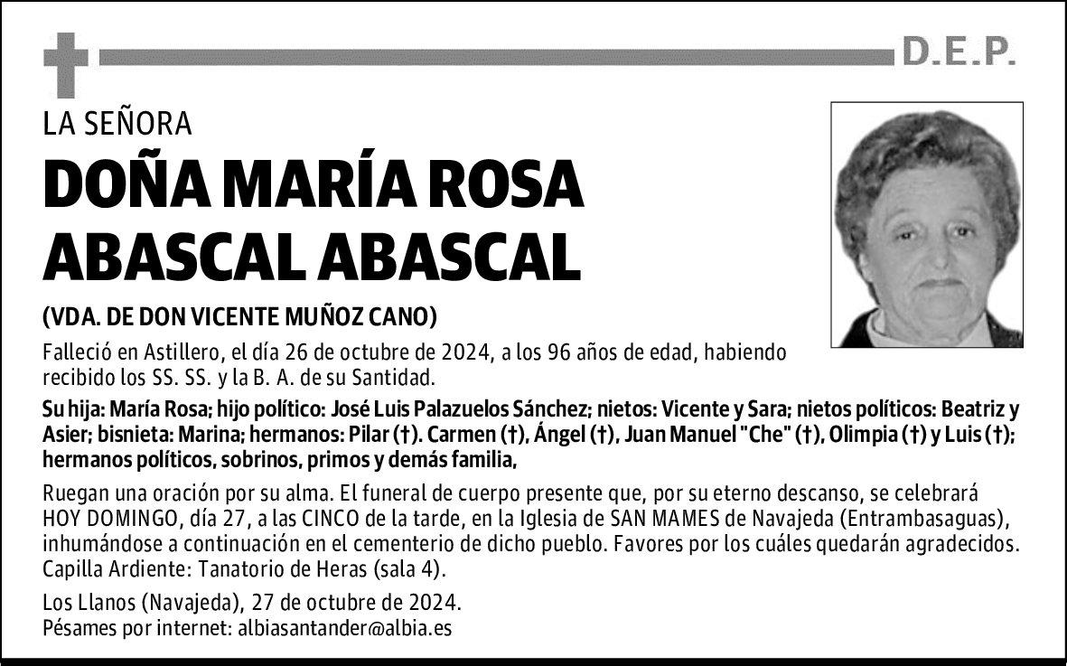 DOÑA MARÍA ROSA ABASCAL ABASCAL