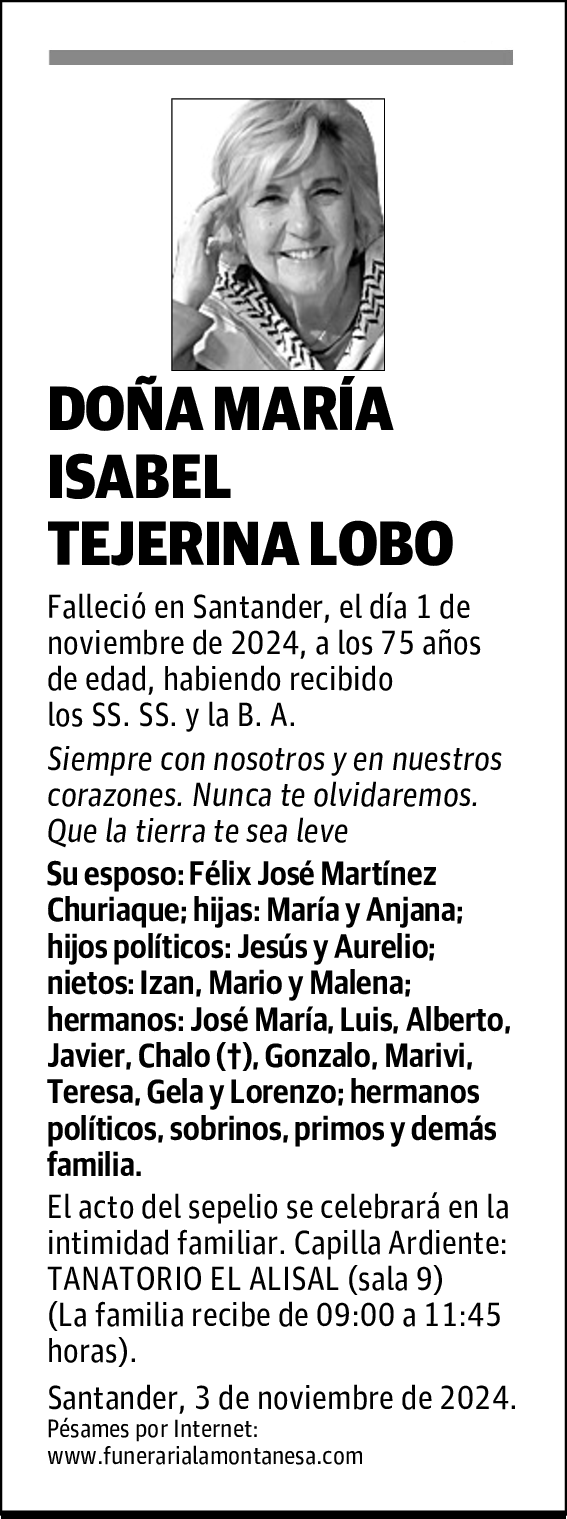 DOÑA MARÍA ISABEL TEJERINA LOBO