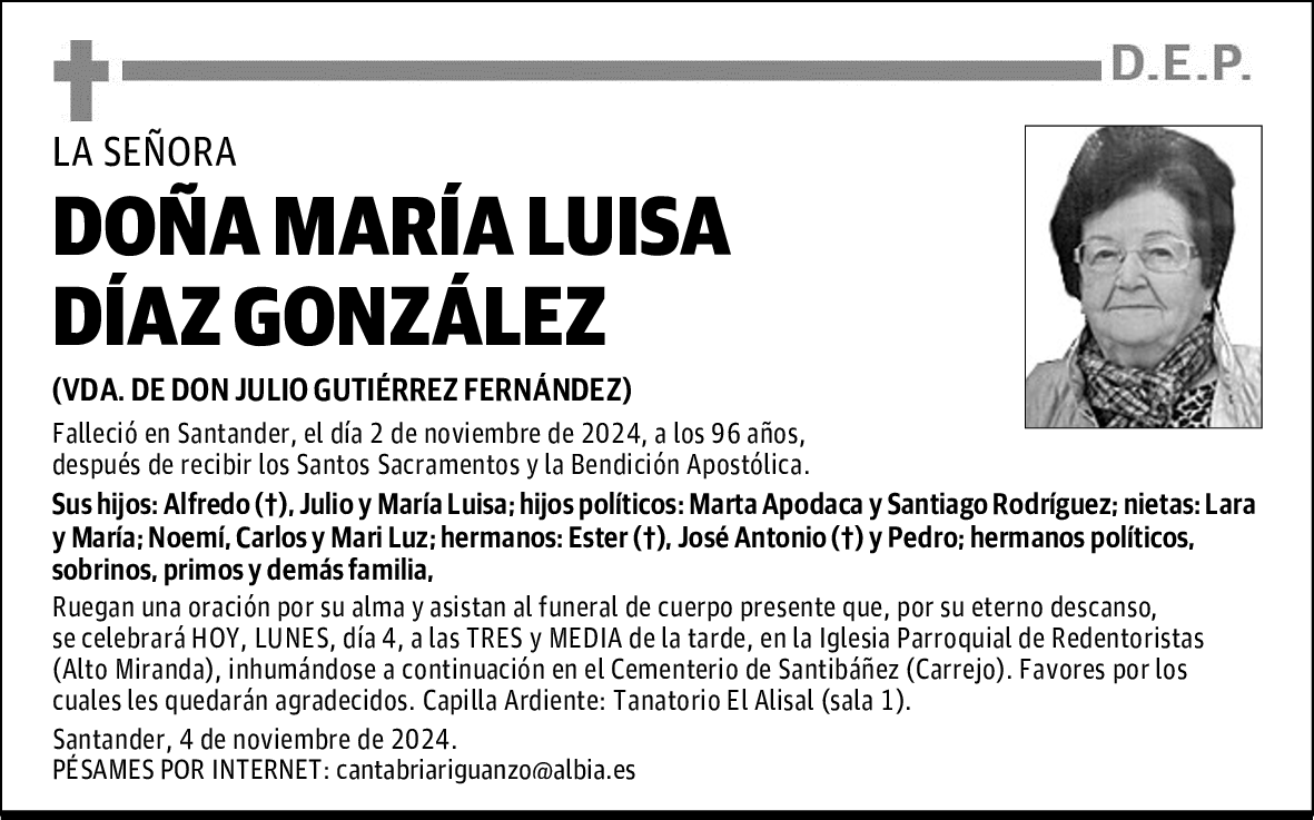 DOÑA MARÍA LUISA DÍAZ GONZÁLEZ