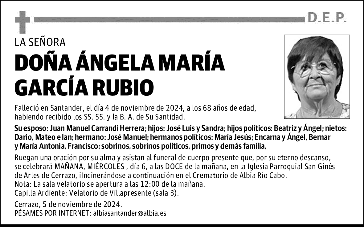 DOÑA ÁNGELA MARÍA GARCÍA RUBIO