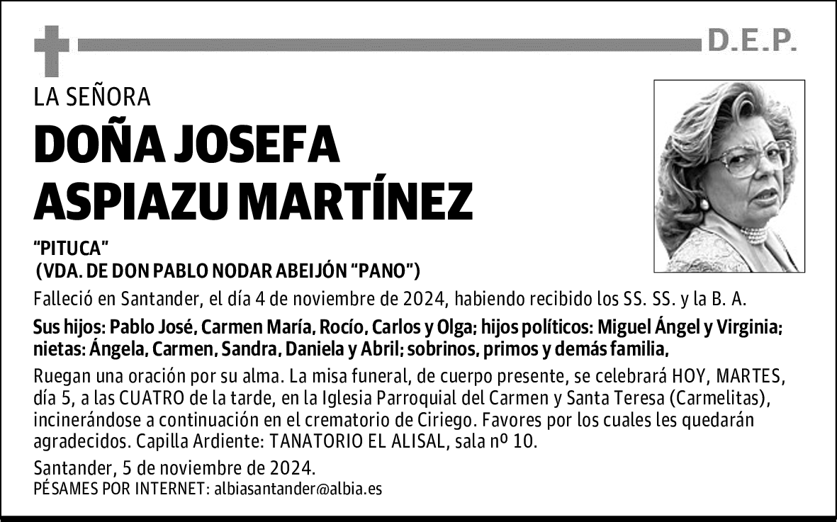 DOÑA JOSEFA ASPIAZU MARTÍNEZ