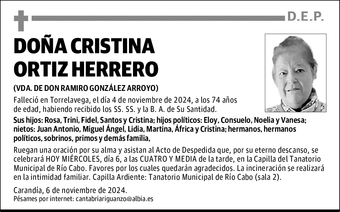 DOÑA CRISTINA ORTIZ HERRERO