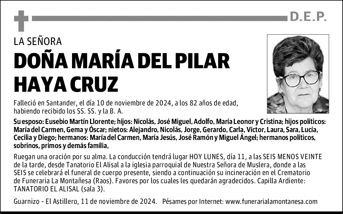 DOÑA MARÍA DEL PILAR HAYA CRUZ