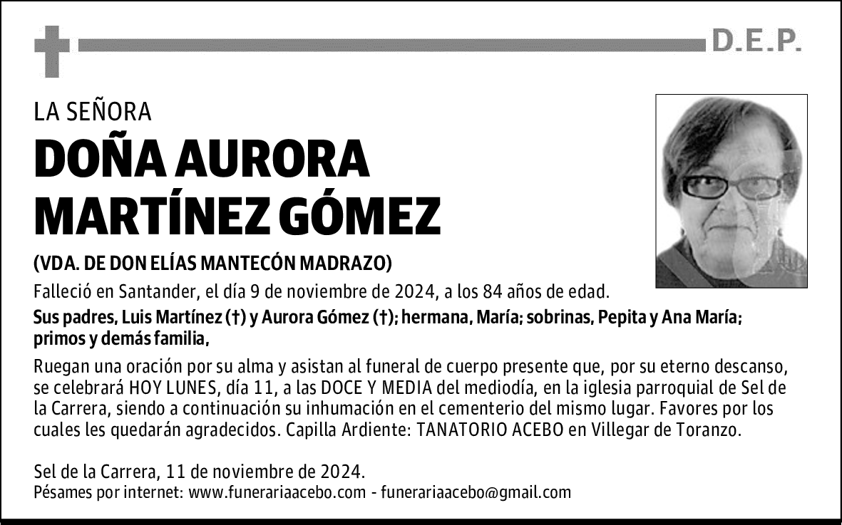 DOÑA AURORA MARTÍNEZ GÓMEZ