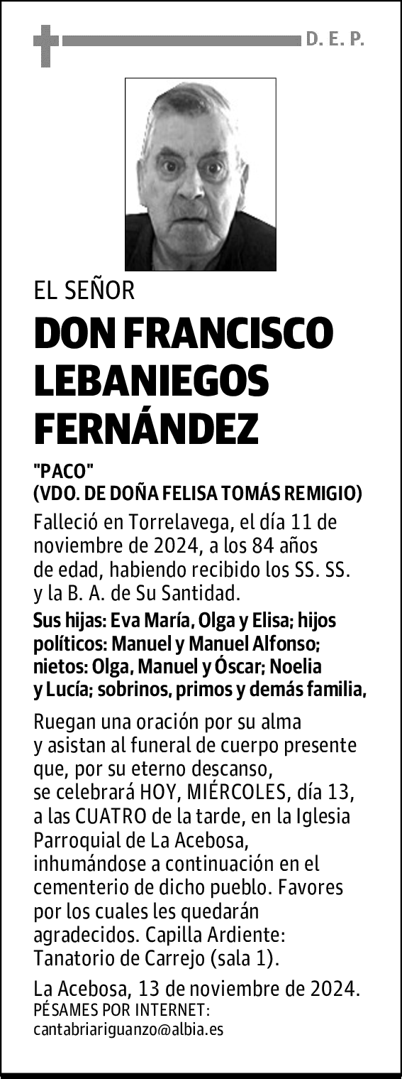 DON FRANCISCO LEBANIEGOS FERNÁNDEZ