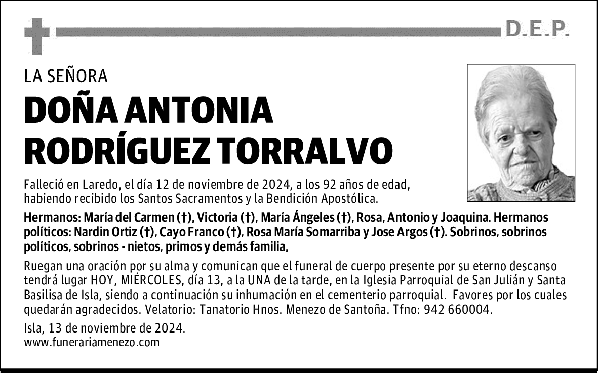 DOÑA ANTONIA RODRÍGUEZ TORRALVO