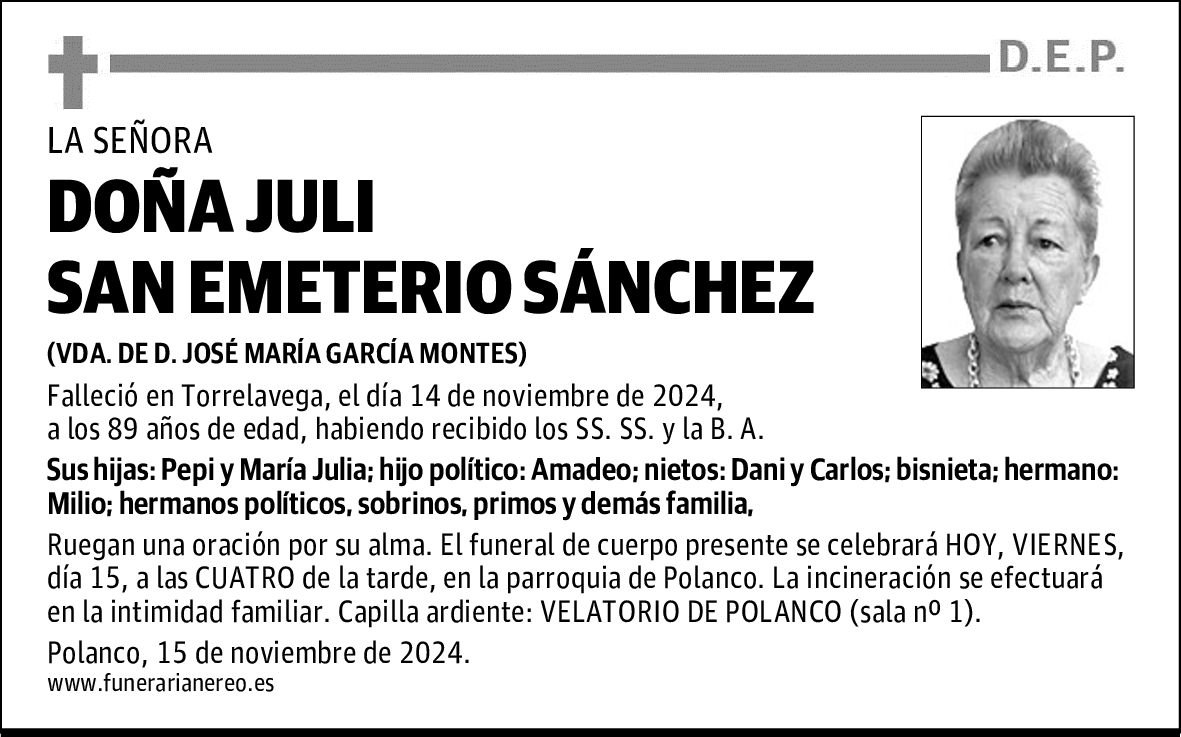 DOÑA JULI SAN EMETERIO SÁNCHEZ