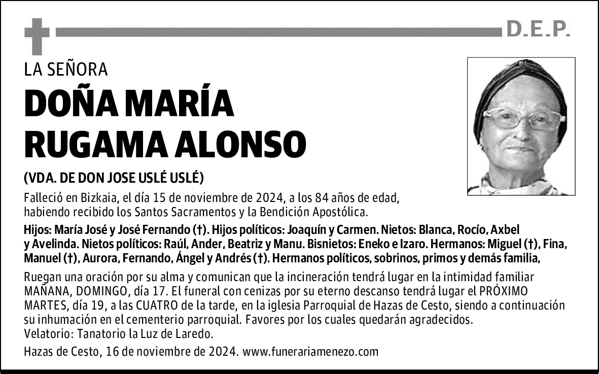 DOÑA MARÍA RUGAMA ALONSO