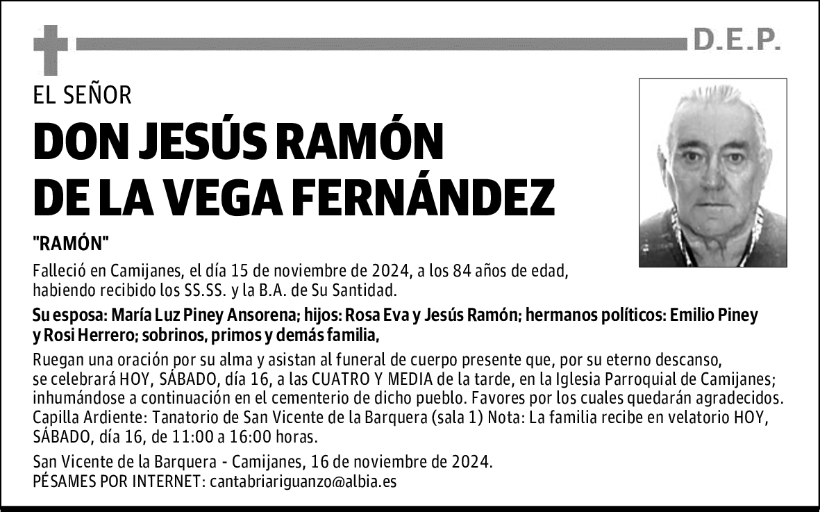 DON JESÚS RAMÓN DE LA VEGA FERNÁNDEZ