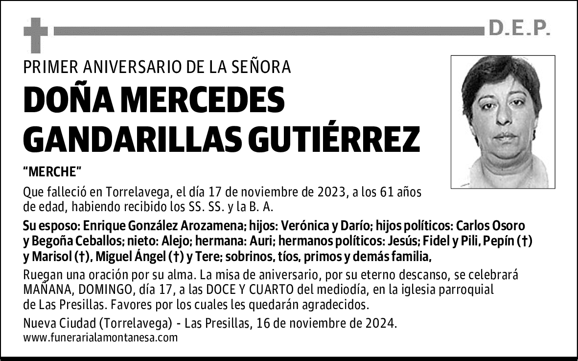 DOÑA MERCEDES GANDARILLAS GUTIÉRREZ