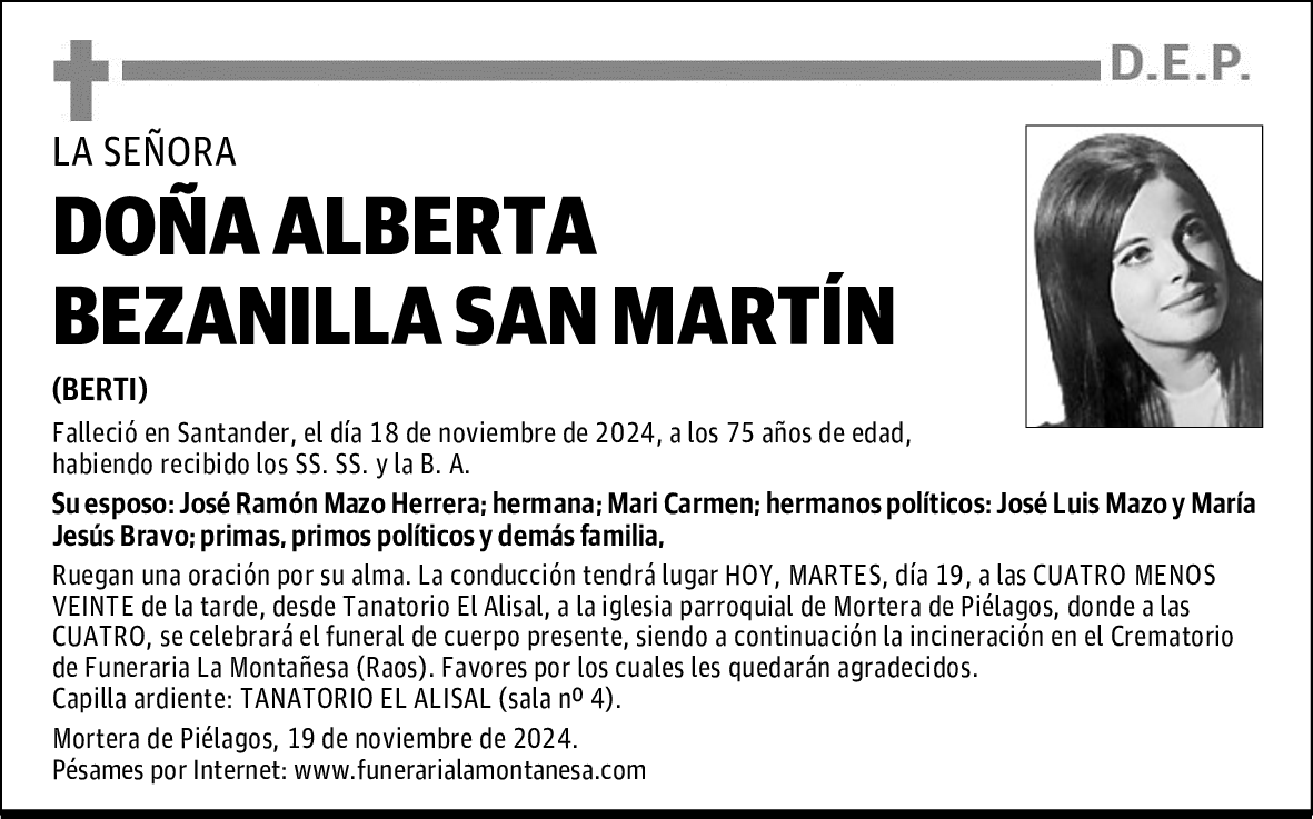 DOÑA ALBERTA BEZANILLA SAN MARTÍN