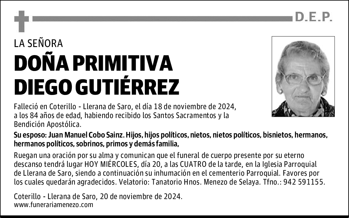 DOÑA PRIMITIVA DIEGO GUTIÉRREZ