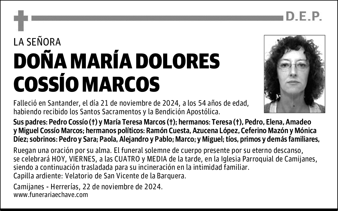 DOÑA MARÍA DOLORES COSSÍO MARCOS